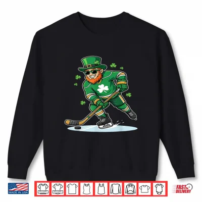 Sweatshirt St Patricks Day Ice Hockey US Flag Saint Paddys Men Boys Kid Shirt