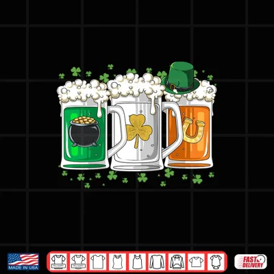 Design St Patricks Day Beer Irish Flag Leprechaun Shamrock Men Shirt