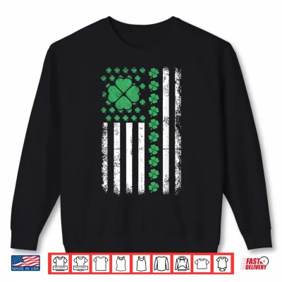 Sweatshirt US American Flag Design with Shamrocks for St Patricks Day Shirt