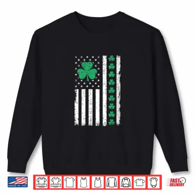 Sweatshirt US American Flag with Shamrocks for Pattys St Patricks Day Shirt