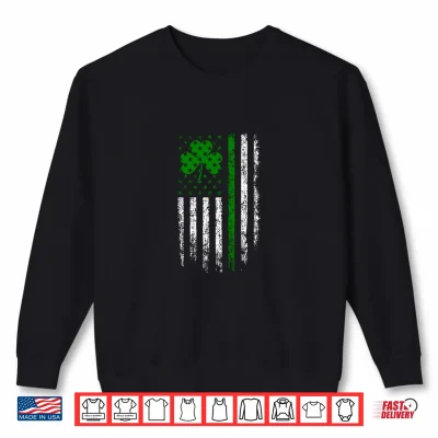 Sweatshirt US American Flag with Shamrocks for St Patricks Day Irish Shirt