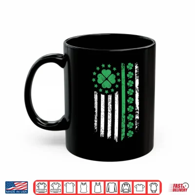 Mug US American Flag Design with Shamrocks for Saint Paddy s Day Shirt