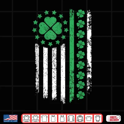 Design US American Flag Design with Shamrocks for Saint Paddy s Day Shirt