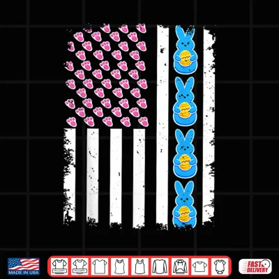 Design US American Flag with Bunny for Easter Day Men Women Kids Shirt