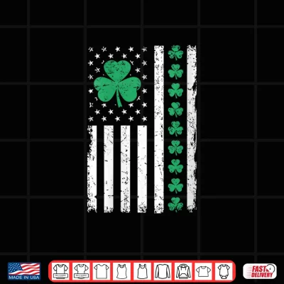 Design US American Flag with Shamrocks for Pattys St Patricks Day Shirt