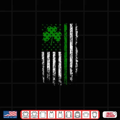 Design US American Flag with Shamrocks for St Patricks Day Irish Shirt