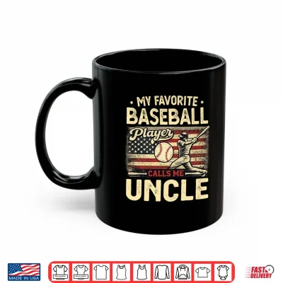 Mug Vintage My Favorite Baseball Player Calls Me Uncle US Flag Shirt