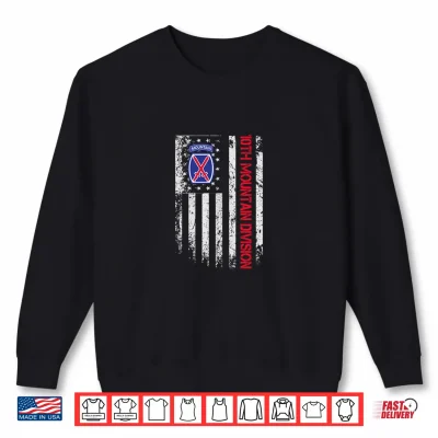 Sweatshirt 10th Mountain Division Veteran Vintage USA Flag Veterans Day Shirt