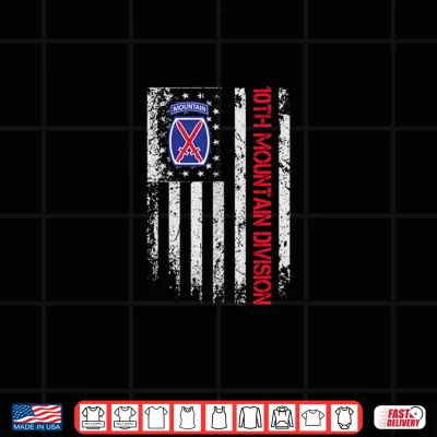 Design 10th Mountain Division Veteran Vintage USA Flag Veterans Day Shirt