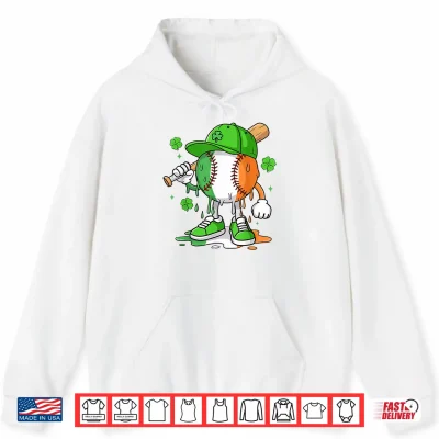 Hoodie Boys St Patricks Day Irish Flag Kids Baseball Ice Cream Drip Shirt