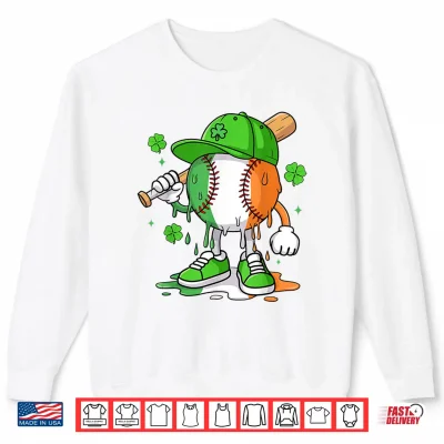 Sweatshirt Boys St Patricks Day Irish Flag Kids Baseball Ice Cream Drip Shirt