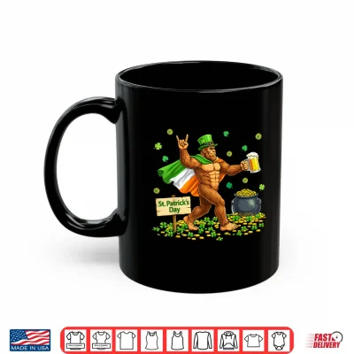 Mug Bigfoot St Patricks Day Irish Flag Cape Beer Rock Sasquatch Shirt