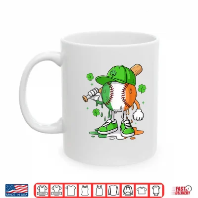 Mug Boys St Patricks Day Irish Flag Kids Baseball Ice Cream Drip Shirt