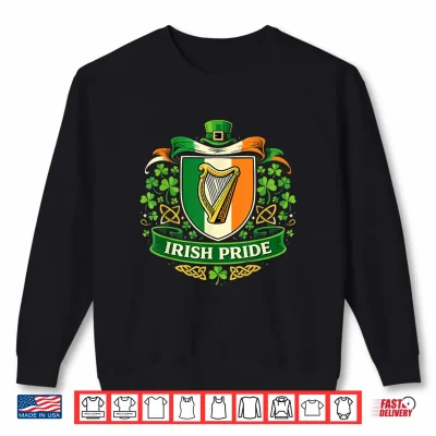 Sweatshirt Irish Pride Harp Flag Shirt Shamrock St Patricks Day Parade Shirt