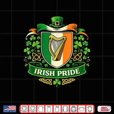 Design Irish Pride Harp Flag Shirt Shamrock St Patricks Day Parade Shirt
