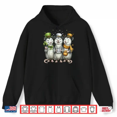 Hoodie Opossum Possum Leprechaun Shamrock St. Patricks Day Ireland Shirt