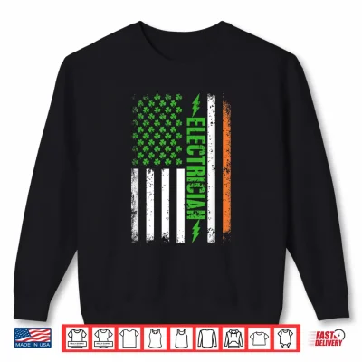 Sweatshirt Patriotic Electrician American Flag Shamrock St Patricks Day Shirt