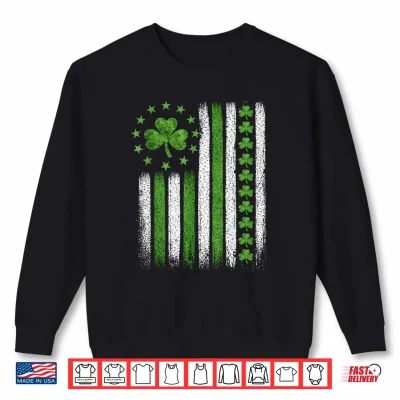 Sweatshirt Patriotic Flag with Stars Shamrocks 2026 St. Patricks Day Shirt