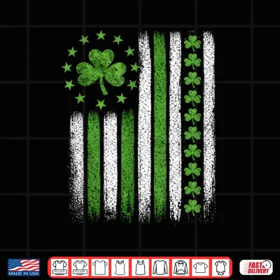 Design Patriotic Flag with Stars Shamrocks 2026 St. Patricks Day Shirt