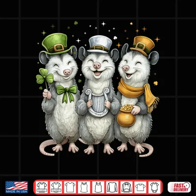 Design Opossum Possum Leprechaun Shamrock St. Patricks Day Ireland Shirt