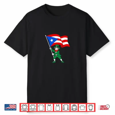 Puerto Rico Flag Boricua St Patricks Day Leprechaun Irish T Shirt
