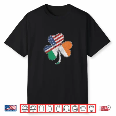 St Patricks Day American Flag Shamrock Irish For Men Women Shirt