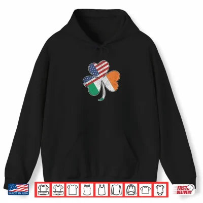 Hoodie St Patricks Day American Flag Shamrock Irish for Men Women Shirt