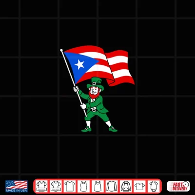 Design Puerto Rico Flag Boricua St Patricks Day Leprechaun Irish T Shirt