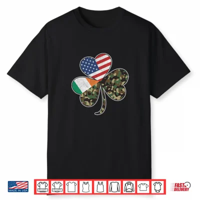 St Patricks Day Irish American Flag Camouflage Shamrock Camo Shirt