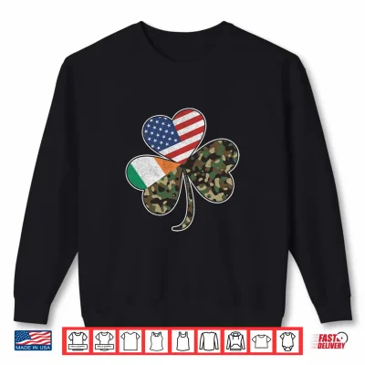 Sweatshirt St Patricks Day Irish American Flag Camouflage Shamrock Camo Shirt