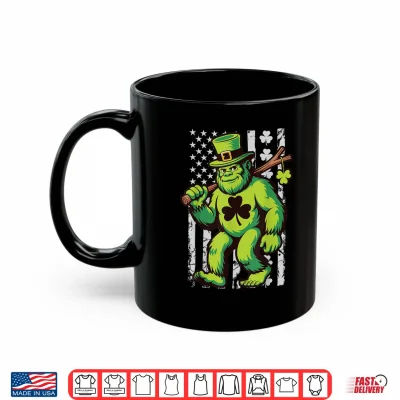 Mug St Patricks Day Bigfoot American Flag USA Shamrocks Vintage Shirt
