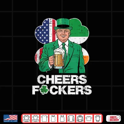 Design St Patricks Day Trump Cheers US Flag Saint Paddys Men Women Shirt