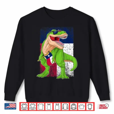 Sweatshirt Texas Independence Day T Rex Dinosaur Texan Flag Boys Kids Shirt