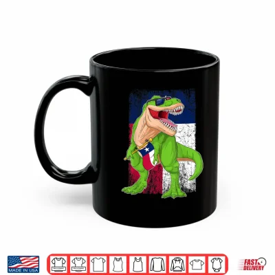 Mug Texas Independence Day T Rex Dinosaur Texan Flag Boys Kids Shirt