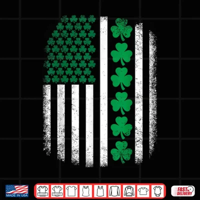 Design US American Flag with Clover Shamrocks for St Patricks Day Shirt