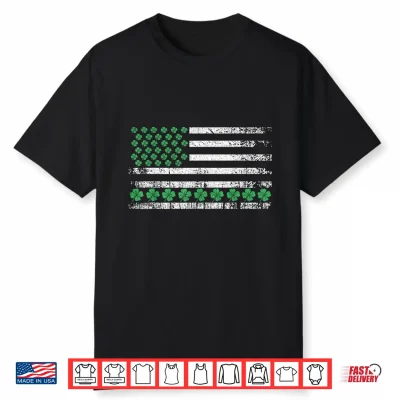 Us American Irish Flag With Shamrocks For St Patricks Day Shirt