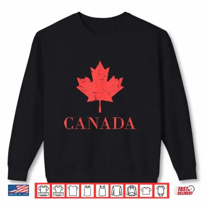 Sweatshirt Vintage I Love Canada Day Maple Canadian Flag Purple Shirt