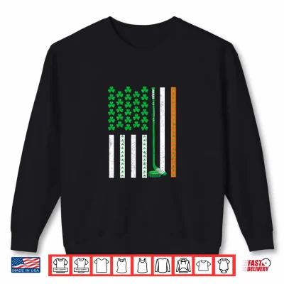 Sweatshirt Vintage St Patricks Day Shamrock Sport American Flag Hockey Shirt