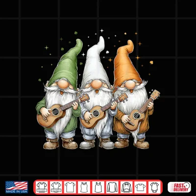 Design Ukulele Gnome Shamrock St. Patricks Day Pattys Day Ireland Shirt