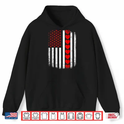 Vintage Valentines Day American Flag Hearts Mens Boys Kids Shirt 1 Hoodie Vintage Valentines Day American Flag Hearts Mens Boys Kids Shirt