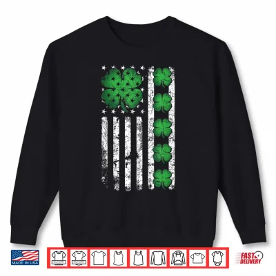 Sweatshirt Vintage US American Flag Shamrocks for St Patricks Day 2026 Shirt