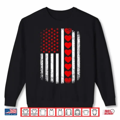 Vintage Valentines Day American Flag Hearts Mens Boys Kids Shirt 2 Sweatshirt Vintage Valentines Day American Flag Hearts Mens Boys Kids Shirt
