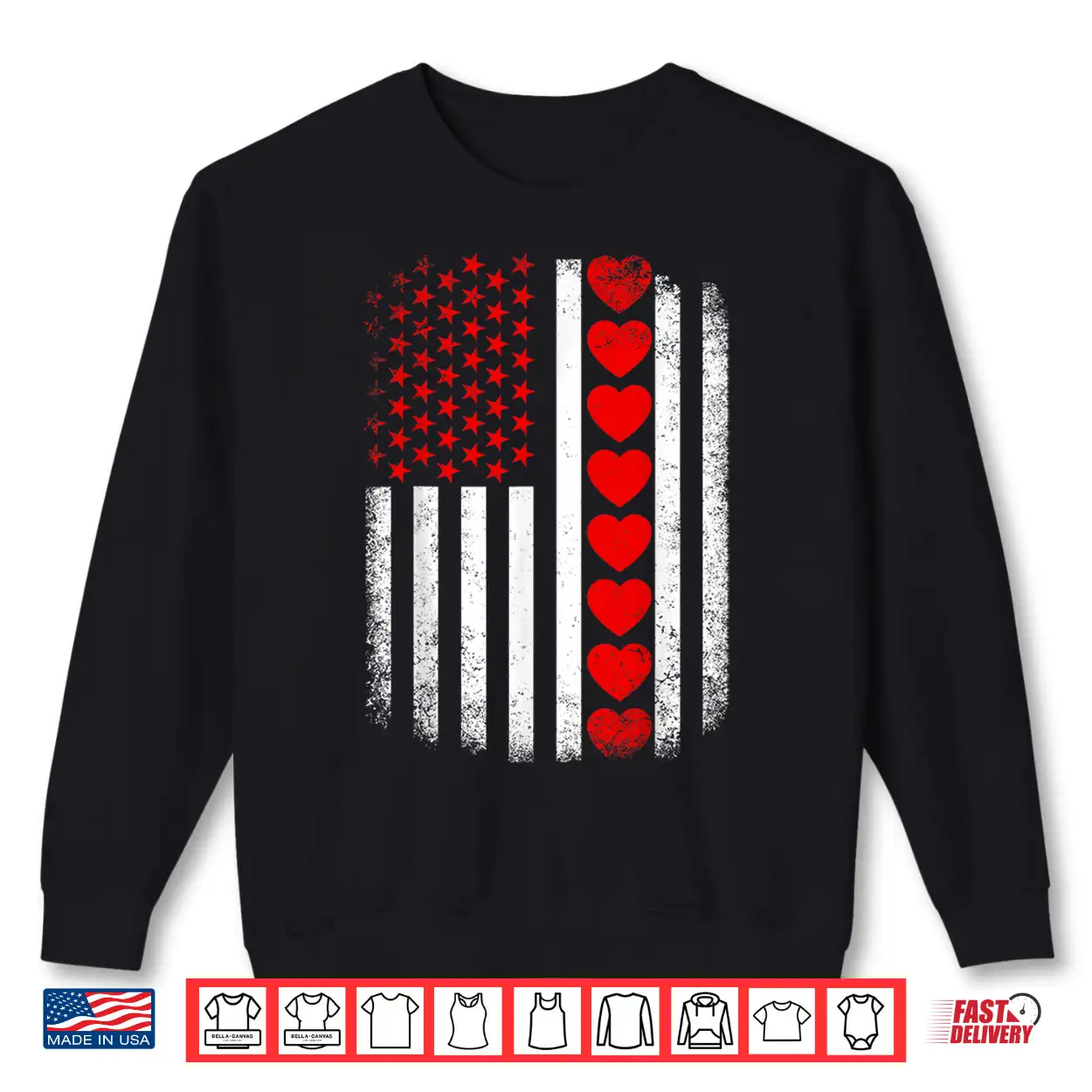 Vintage Valentines Day American Flag Hearts Mens Boys Kids Shirt Vintage Valentines Day American Flag Hearts Mens Boys Kids Shirt