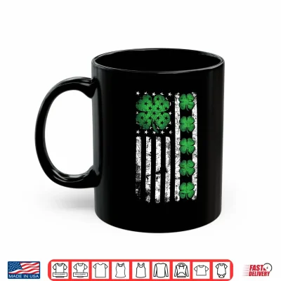Mug Vintage US American Flag Shamrocks for St Patricks Day 2026 Shirt