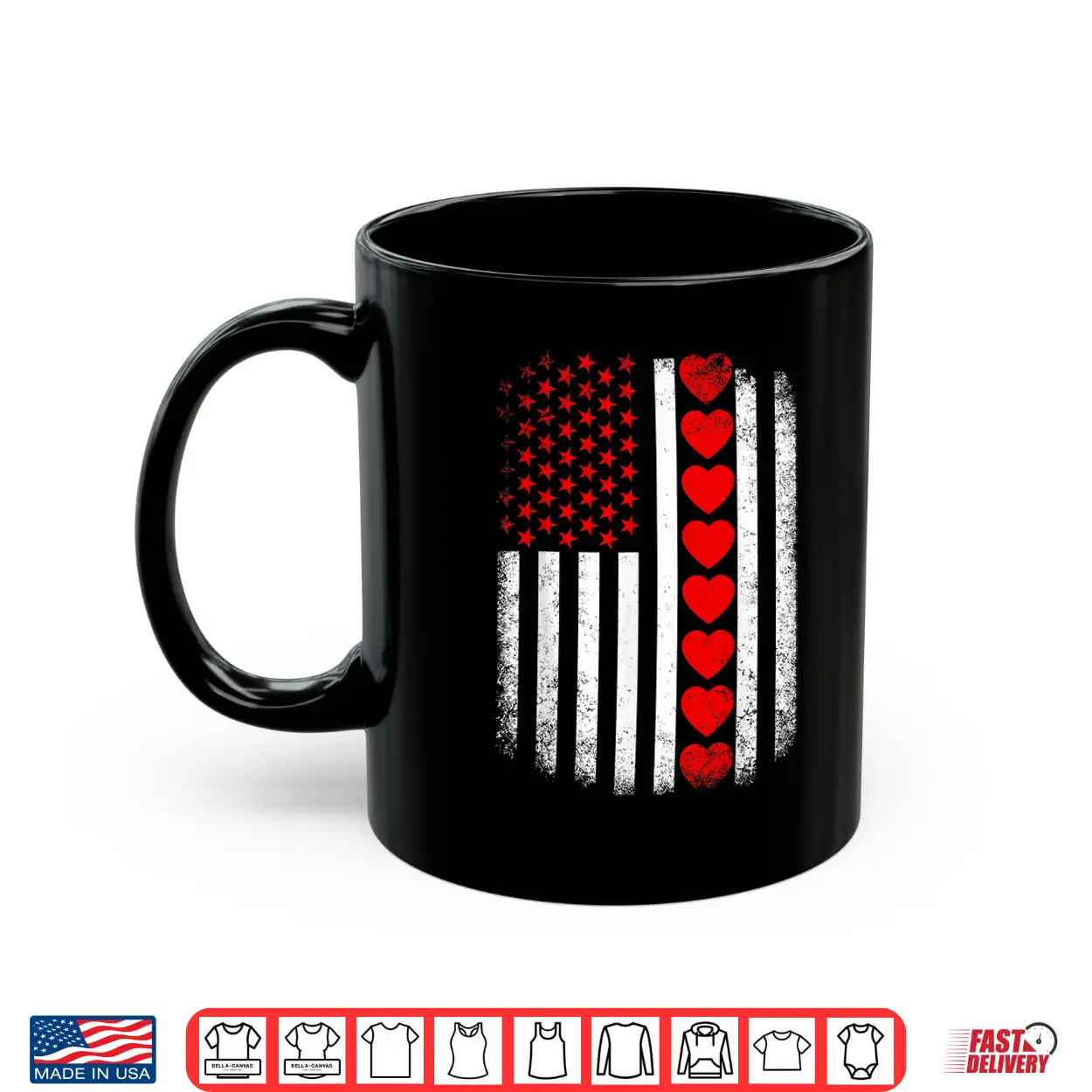Vintage Valentines Day American Flag Hearts Mens Boys Kids Shirt Vintage Valentines Day American Flag Hearts Mens Boys Kids Shirt