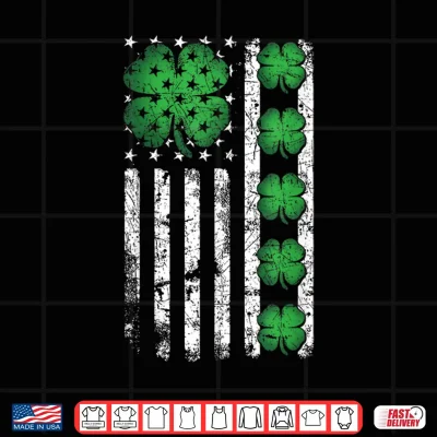 Design Vintage US American Flag Shamrocks for St Patricks Day 2026 Shirt