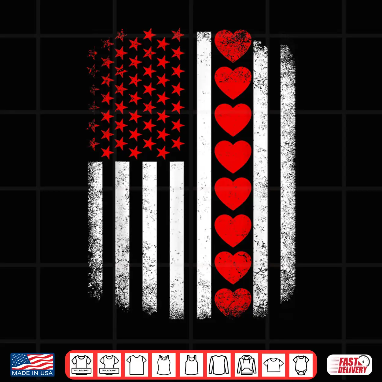Vintage Valentines Day American Flag Hearts Mens Boys Kids Shirt Vintage Valentines Day American Flag Hearts Mens Boys Kids Shirt