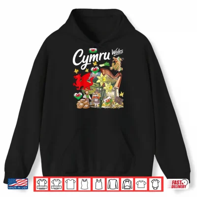 Hoodie Cymru Welsh Culture Idea for Kids with Daffodils Wales Shirt