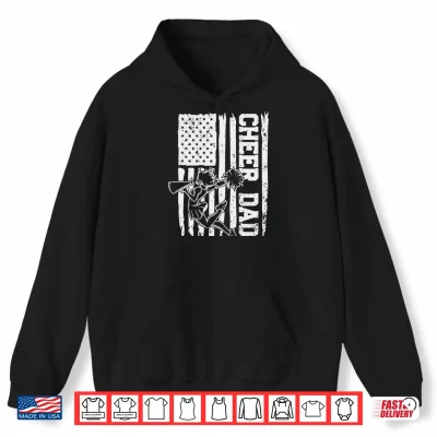 Hoodie Cheer Dad Vintage US Flag Fathers Day Cheerleader Shirt