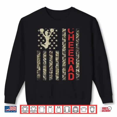 Sweatshirt Cheer Dad Camo US Flag Fathers Day Cheerleader Shirt